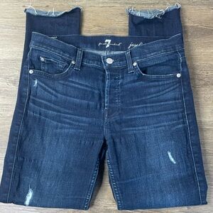 7 for All Mankind Women’s Josefina Skinny Boyfriend Jeans with Raw Hem, size 27